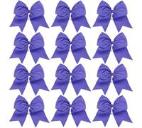 12 pezzi grandi fiocchi da cheerleader elastici fatti a mano for la scuola, l'università, le ragazze, gli adolescenti, i cappelli, accessori for capelli(Deep Blue)