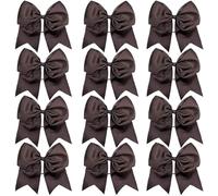 12 pezzi grandi fiocchi da cheerleader elastici fatti a mano for la scuola, l'università, le ragazze, gli adolescenti, i cappelli, accessori for capelli Per Cheerleader(Brown)