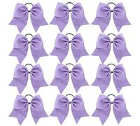 12 pezzi grandi fiocchi da cheerleader elastici fatti a mano for la scuola, l'università, le ragazze, gli adolescenti, i cappelli, accessori for capelli Per Cheerleader(PURPLE)