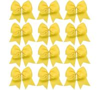 12 pezzi grandi fiocchi da cheerleader elastici fatti a mano for la scuola, l'università, le ragazze, gli adolescenti, i cappelli, accessori for capelli Per Cheerleader(Yellow)