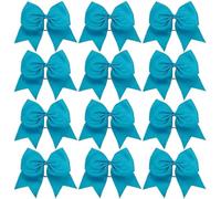 12 pezzi grandi fiocchi da cheerleader elastici fatti a mano for la scuola, l'università, le ragazze, gli adolescenti, i cappelli, accessori for capelli Per Cheerleader(Sky Blue)