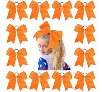 12 pezzi grandi fiocchi elastici for capelli accessori for for for ragazze adolescenti che praticano cheerleading Per Cheerleaders(Orange)
