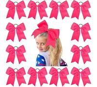 12 pezzi grandi fiocchi elastici for capelli accessori for for for ragazze adolescenti che praticano cheerleading Per Cheerleader(Rose red)