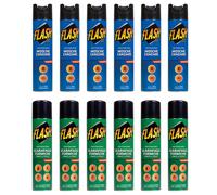 12 pezzi Insetticida FLASH Spray scarafaggi/formiche + mosche/zanare 250ml
