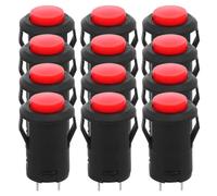 12 Pezzi Interruttore Pulsante Autobloccante Ds428k Rosso 12mm | Ferro e Plastica, Montaggio su Pannello, Controllo Preciso, per Quadri Esterni e Apparecchiature Marine
