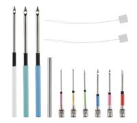 12 Pezzi Kit Ago Magico per Ricamo Punch Needle, Aghi per Filati da Cucito con 6 Dimensioni Teste per Ago per Punch per Adulti Principianti Filo Interdentale Punto Croce Artigianato Forniture