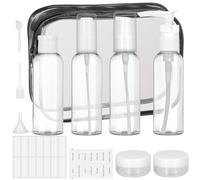 12 Pezzi Kit Da Bottiglie Da Viaggio, Contenitori da Viaggio per Liquidi Approvato dalla TSA, 60ml Bottiglie di Flaconi Viaggio Ricaricabili Kit con Etichette Trasparenti per Imbuto Pipetta Spatola