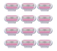 12 Pezzi Lamette di Ricambio Premium Compatibili con Venus Donna, Ricariche Lame 3 Strati, Lama con Striscia Lubrificante, Rasatura Profonda, Testine Intercambiabili per Manici Standard Lavabili, Rosa