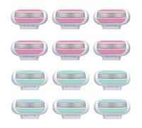 12 Pezzi Lamette Ricambio Compatibili con Venus, Ricariche Rasoio Donna 3 Lame, con Striscia Lubrificante, Rasatura Delicata Profonda, Testine Intercambiabili per Manici Standard, Lavabili, Blu e Rosa
