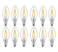 12 Pezzi lampadine a filamento LED Candela C7 2W Attacco E14, Bianco caldo 2700K, Equivalente a 20W, 220V AC (12 Pezzi, 2 Watt)