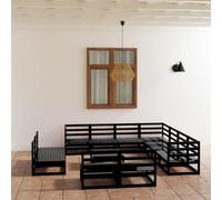 12 pezzi LG. Set sala da giardino in legno massello di pino, robusto mobile da esterno per terrazze e balconi, relax all'aperto