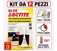 12 Pezzi Loctite AA 319 Kit Adesivo Specchietto Retrovisore Interno Auto Vetro