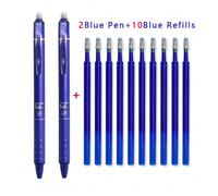 12 pezzi/lotto Set di penne a gel cancelabili con ricariche 0.5mm Inchiostro a gel nero e blu con gomma da cancellare integrata Forniture per ufficio Kit di cancelleria per esami Tagli UnicaPC