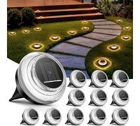 12 Pezzi Luci Solari da Giardino, IP65 Impermeabili Faretti Sepolta Solari a Led da Esterno, Lampade Faretto Solare con effetti ombra, luci giardino solari per Prato Vialetto Strade,Bianca Calda
