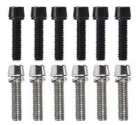 12 Pezzi M5 x 20 mm Bici Stelo Bulloni viti per attacco manubrio bicivite centrale a foro quadrato per bici Viti Fisse per Stelo Bici con Rondella, Bulloni per Manubrio della Bicicletta Nero e argento