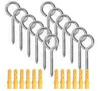 12 Pezzi M6*80mm Viti ad Occhiello Autofilettanti con Tubo di Espansione, Vite ad Anello in Acciaio Inossidabile, Gancio Vite a Occhio per Interni ed Esterni Sospeso