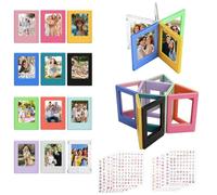 12 pezzi magnetici mini cornici, 3 pollici, cornice magnetica con 10 adesivi, cornice magnetica da 6,5 x 9 cm, cornice magnetica colorata compatibile con Polaroid e Fuji Instax Mini 11/9/8/40