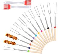12 Pezzi Marshmallow torrefazione Sticks,32-82CM spiedini acciaio,Forchettone Barbecue,Acciaio Inox telescopica Spiedini,Brochettes Barbecue,Barbecue in Forchette Allungabili,Figli Campeggio Accessori