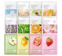 12 Pezzi Maschera Bellezza Viso, Maschera Idratante Viso Nutriente per la cura quotidiana della pelle, Ciascuna Con Un Effetto Diverso, Lenitive, Idratanti