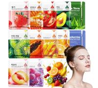 12 Pezzi Maschera Viso Acido Ialuronico,Maschere Idratanti Viso,Bianco