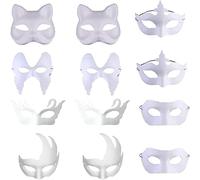 12 Pezzi Maschera Viso Bianca, Mascherata Per Feste DIY, Feste in Maschera Anonimo Maschere, Maschere di Carta Verniciabili Per Ballo di Festa, Carnevale, Tutti i Santi, Gioco di Ruolo