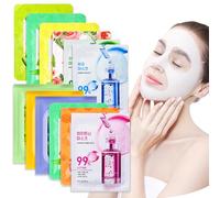 12 Pezzi Maschere Viso in Tessuto, Skincare Maschera Idratante e Lenitiva, Face Mask per Donne, Maschera Acido Ialuronico Viso, Maschere-Bellezza, Aumentare lucentezza e Umidità