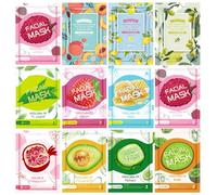 12 Pezzi Maschere Viso Regalo, Maschera Viso Idratante, Maschera per Donne, Luminare il colore della pelle, la Maggior Parte Tipi di Pelle, Regali per Donne e Uomini