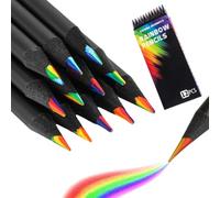 12 Pezzi Matite Arcobaleno 7 in 1 Matite Colorate per Adulti o Bambini Matita Multicolore Matite Colorate Arcobaleno con Temperamatite per Arte Disegno Colorazione e Schizzi