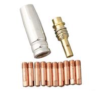 12 pezzi MB15 MIG ugelli Shroud Tips 0,8 mm M6 x 25 mm supporto punta e kit diffusore gas per sistemi di torcia MIG standard 14AK 15AK (0,6 mm)