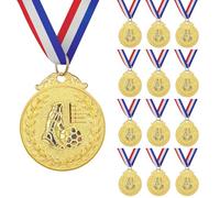 12 Pezzi Medaglie Calcio Metallo, Medaglie Premiazioni Personalizzate, Medaglie Bambini con Nastro Collo, Medaglie d'oro per Trofeo Vittoria Giocattoli Sport Festa Compleanno