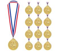 12 Pezzi Medaglie per Bambini: Nizirioo Metallo Medaglie Bambini, Médailles Sport con Cordino per la Giornata dello Sport, Gare di Ginnastica Bambini Festa, Concorrenza Médaille Olympique