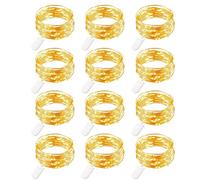 12 Pezzi Micro LED Luci Stringa a Batteria, 20 LEDs Lampada a Fili di Rame, 2M Mini Ghirlanda Luminosa Lucine per Vacanza Nozze Festa Natale Fai da te Esterni e Interni Decorazion, Bianco Caldo