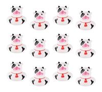 12 pezzi Mini Anatra Gomma Mucca, Anatra Gomma Mucca Sfusa Divertente Stampa Mucca Anatra Giocattolo Bagno Bambini Vasca Bagno Battesimo Compleanno Decorazioni Feste in Piscina Estiva Sulla Spiaggia