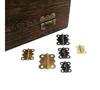 12 pezzi mini forma di farfalla portagioie regalo vino scatola di legno custodia mobili casa delle bambole cerniera della porta con vite 17x20 20x25 25x30mm(Bronze M 20x25mm)