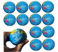 12 pezzi Mini Globe Relief Stress Balls da 2, 5 pollici di apprendimento a sfera da sfera Earth Ball Earth Sfil e comodi sfere di stress per le forniture per bambini