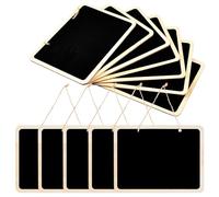 12 Pezzi Mini Lavagne da Appendere, 16 x 12 cm Piccola Lavagnetta Lavagna con Corda da Appendere, Doppia Faccia Lavagnette di Legno Bordo, Segni Tag Lavagna Nere per Camera Ufficio Casa