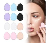 12 Pezzi Mini Spugne Polvere Dito Puff Spugne Soffio di Polvere con Supporto per Dita Cinghia Mini Frullatore di Bellezza Viso Occhi Pastiglie Trucco per Fondotinta Liquido Cosmetico