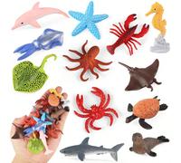 12 pezzi Modelli di animali simulati, inclusi delfini, squali, trichechi, cavallucci , granchi, tartarughe, razze e altri animali , giocattoli educativi cognitivi per bambini, regali per Natale e Ogni