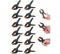12 pezzi Morsetti a molla in plastica, molletta robuste di piccole dimensioni per artigianato, supporti per sfondi, falegnameria, studi fotografici, morsetti a molla multiuso in plastica resistente pe