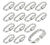 12 Pezzi Moschettone a Vite M5 Connettori a Moschettoni con Chiusura a Vite Acciaio Inox 304 Blocco Moschettone Avvitabile con Tappo a Vite Moschettone Fisso