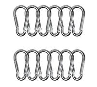 12 pezzi Moschettone M6, Robusto Moschettone in Acciaio Inossidabile, 6 x 60 mm, per Casa e Campeggio all'aperto, Pesca, Escursionismo, Viaggi