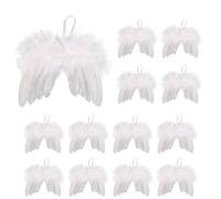 12 pezzi Natale ali ali d'angelo bianche piume decorazioni per albero di Natale mini angeli ali albero di Natale ciondolo piuma ornamento piuma d'angelo per decorazioni natalizie matrimonio baby