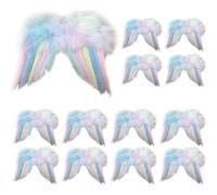12 pezzi Natale ali ali d'angelo colorate per albero di Natale, mini angelo, ali di Natale, ciondolo a forma di piuma d'angelo per decorazioni natalizie, matrimoni, baby shower, fai da te