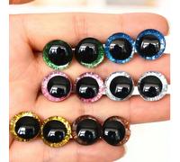 12 pezzi Occhi glitterati per Amigurumi - Occhi in plastica 3D scintillanti (12-30mm) in 6 colori, forniture per la realizzazione di bambole, per giocattoli lavorati a maglia, orsacchiotti e pupazzi (