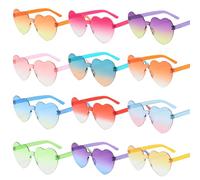 12 Pezzi Occhiali da Sole Cuore,Occhiali da Festa Cuore,Occhiali Cuore,Occhiali da Sole forma di Cuore,Occhiali da Sole Bambini Adulti per Gli Accessori di Partito,Compleanno,Carnevale,Martedì Grasso