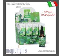 12 PEZZI OLIO PROFUMATO CONCENTRATO PER AMBIENTE 20ML ESSENZA MUSCHIO BIANCO