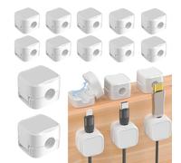 12 Pezzi Organizer a Clip per Cavo, Portacavo Magnetico, Fermacavi Adesivi, Autoadesivi Supporto Clip per Cavi, Organizer per Portacavi per Casa, Telefono, USB, Auto(Bianco)