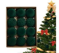 12 Pezzi Palline Per Albero Di Natale, 8cm Palline Di Natale Velluto, Decorazione Per Albero Di Natale Floccata, Palline Di Natale In Velluto Sferas Infrangibile, Decorazioni Pendenti Bulbi Di Natale