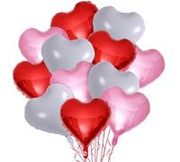 12 Pezzi Palloncini a Forma di Cuore, Palloncini Foil Cuore, Palloncini Cuore San Valentino, Palloncini Elio Cuore, Palloncino a Forma di Cuore per San Valentino Fidanzamento Matrimonio Compleanno (B)