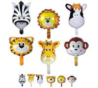12 Pezzi Palloncini Animali Animale Giungla Foglio Alluminio Palloncino Bambini Zoo Decorazione Feste di Compleanno per Tigre Leone Zebra Mucca Giraffa Scimmia